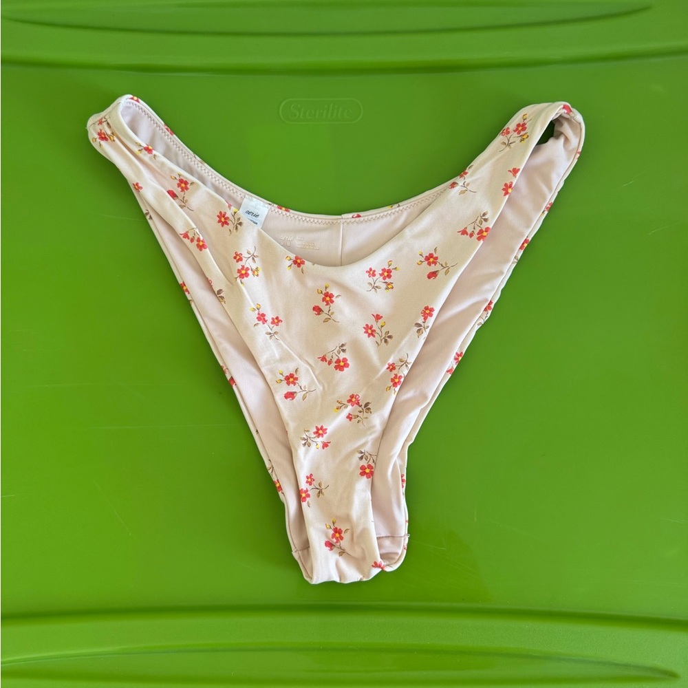 Aerie Floral Bikini Bottom - Cream and Red